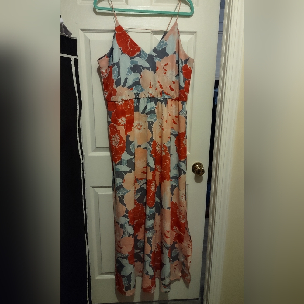 Floral Maxi Dress in Red and Blue